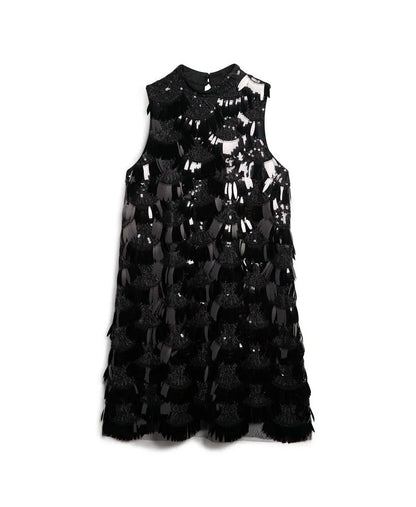 A-Line Fringe Sequin Dress