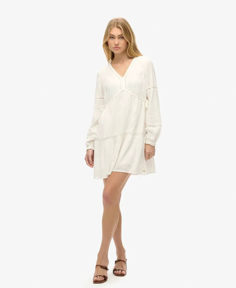 Ibiza Long Sleeve Tiered Mini Dress