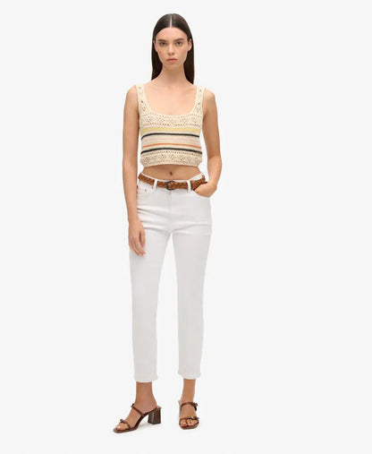 Lace-up Crochet Cropped Vest Top