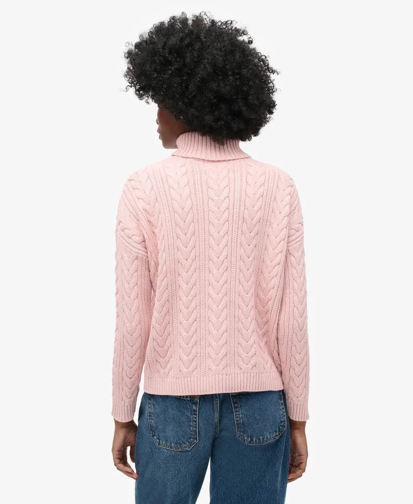 Drop Shoulder Cable Roll Neck Jumper