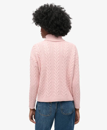 Drop Shoulder Cable Roll Neck Jumper
