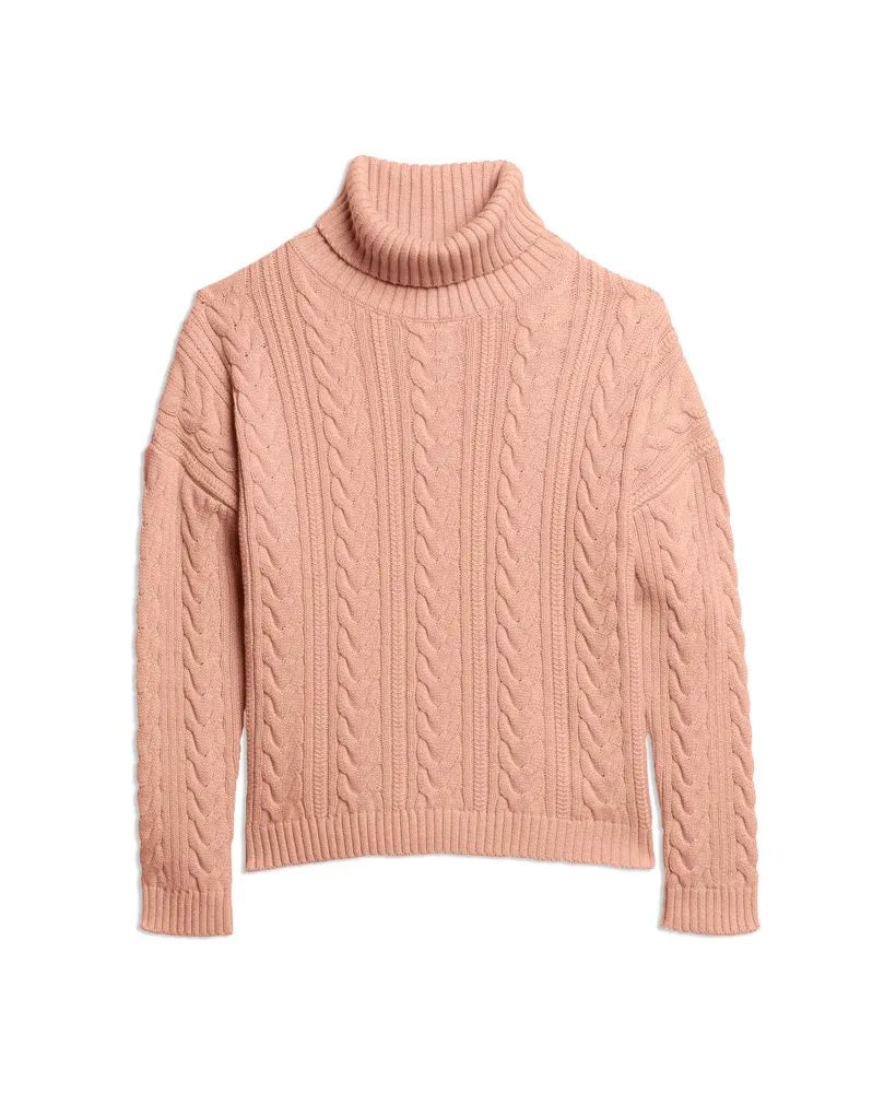 Drop Shoulder Cable Roll Neck Jumper