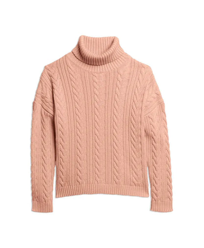 Drop Shoulder Cable Roll Neck Jumper