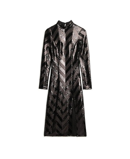 Chevron Open Back Midi Dress