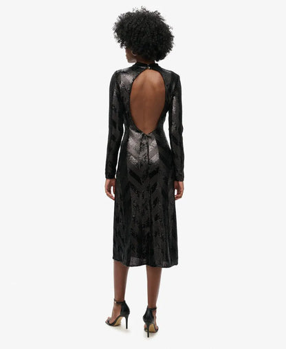 Chevron Open Back Midi Dress
