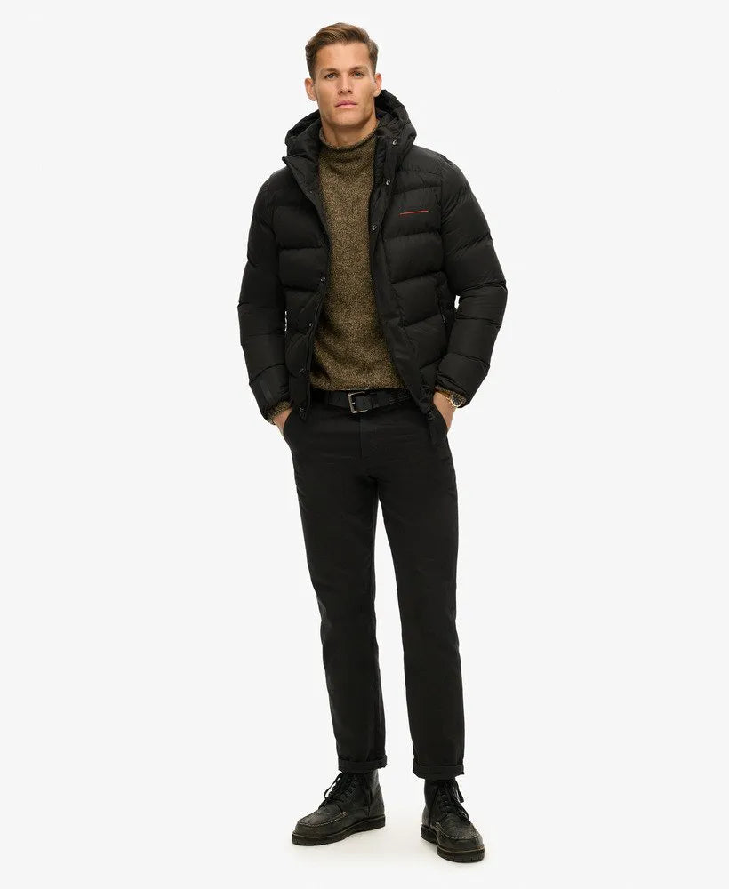 Hooded Microfibre Sports Puffer Jacket