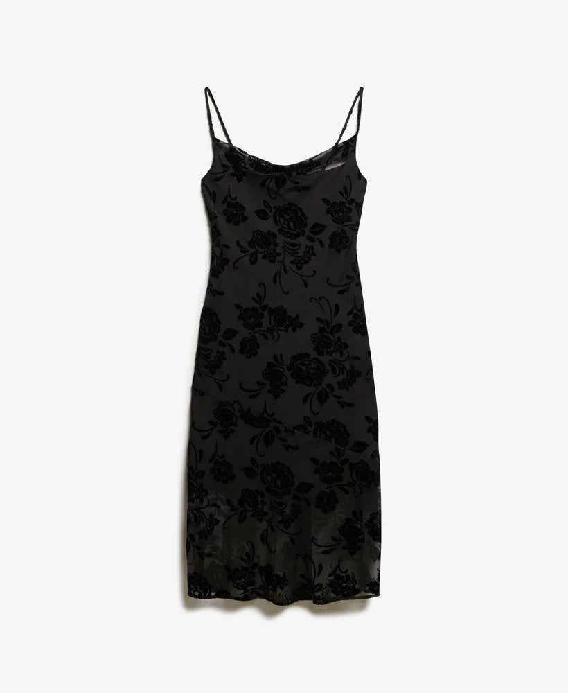 Devore Cowl Neck Midi Slip Dress