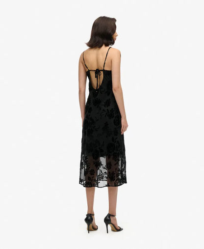 Devore Cowl Neck Midi Slip Dress