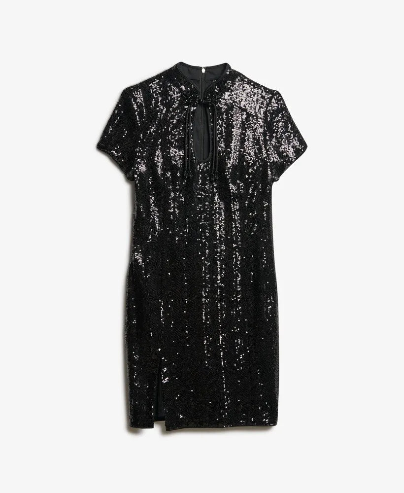 Mandarin Sequin Mini Dress