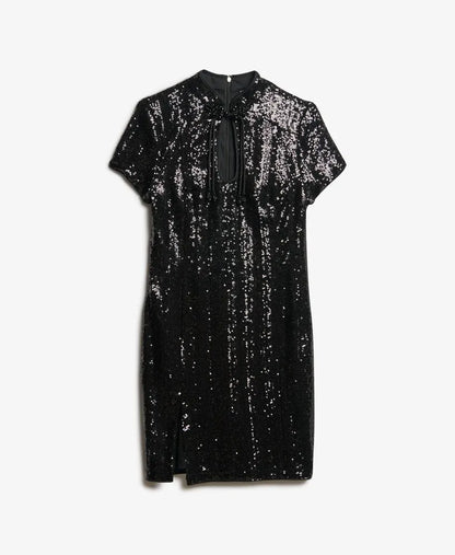Mandarin Sequin Mini Dress