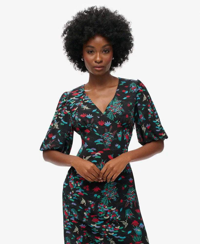 Short Sleeve Sheer Midi Dress