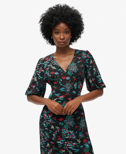 Short Sleeve Sheer Midi Dress
