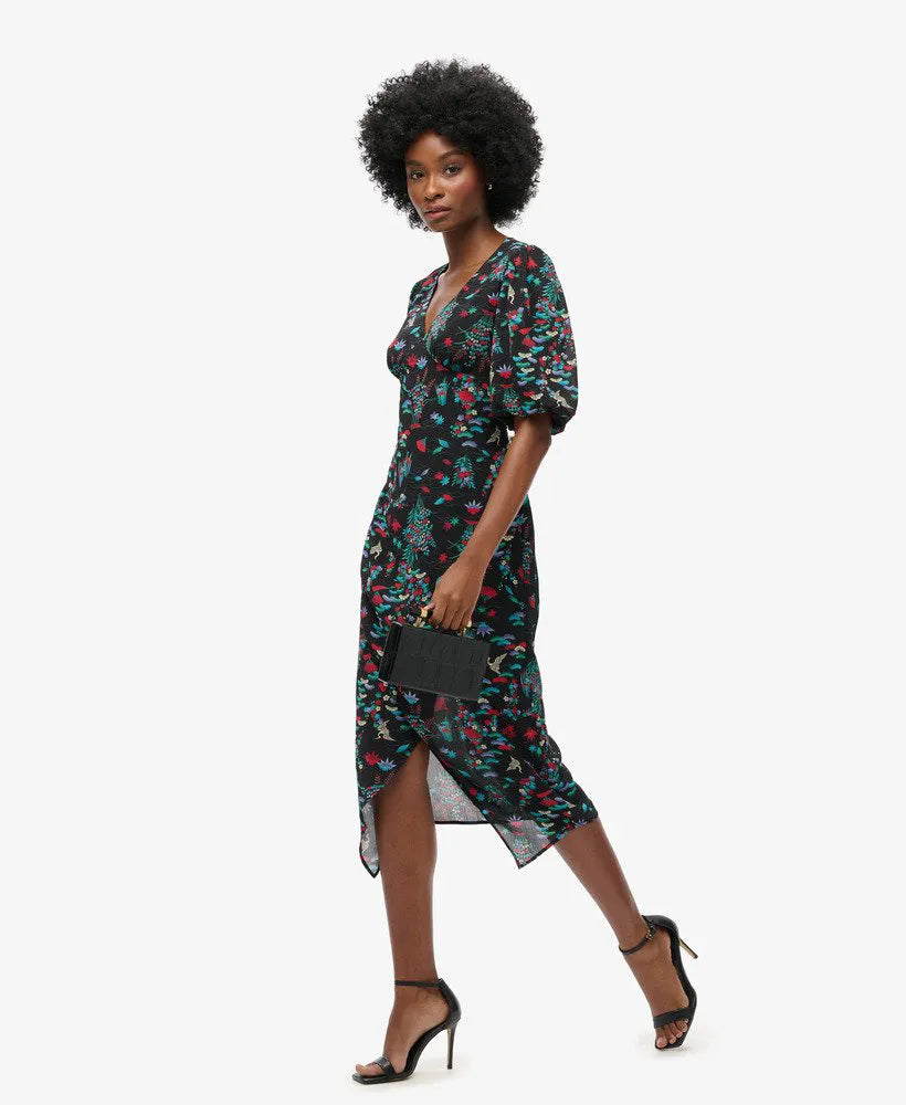 Short Sleeve Sheer Midi Dress