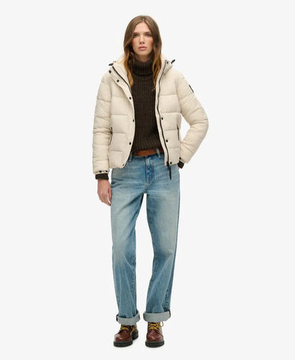 Faux Fur Short Hooded Puffer Jacket