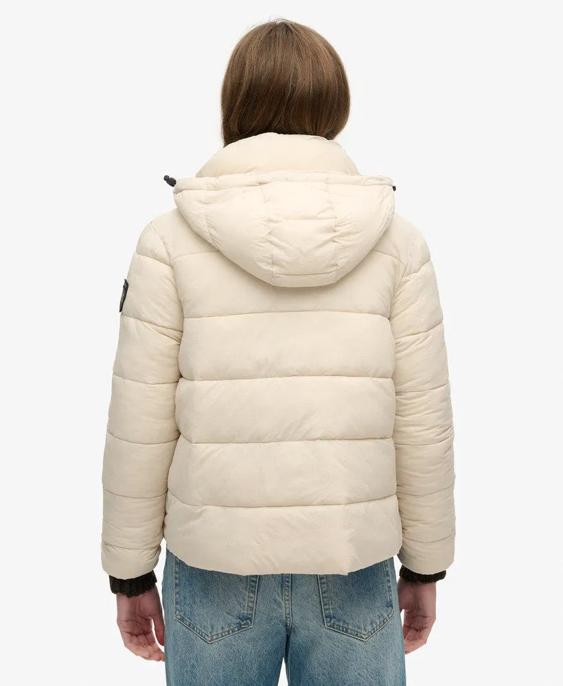 Faux Fur Short Hooded Puffer Jacket