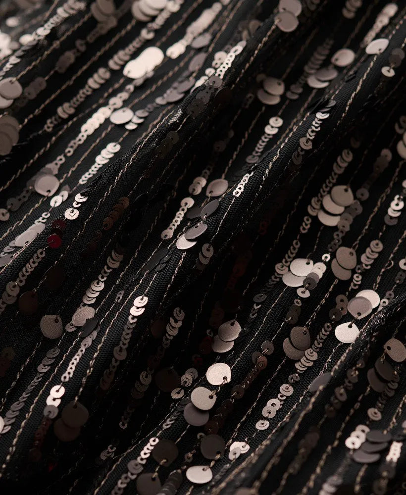 Volume Tiered Mesh Midi Dress