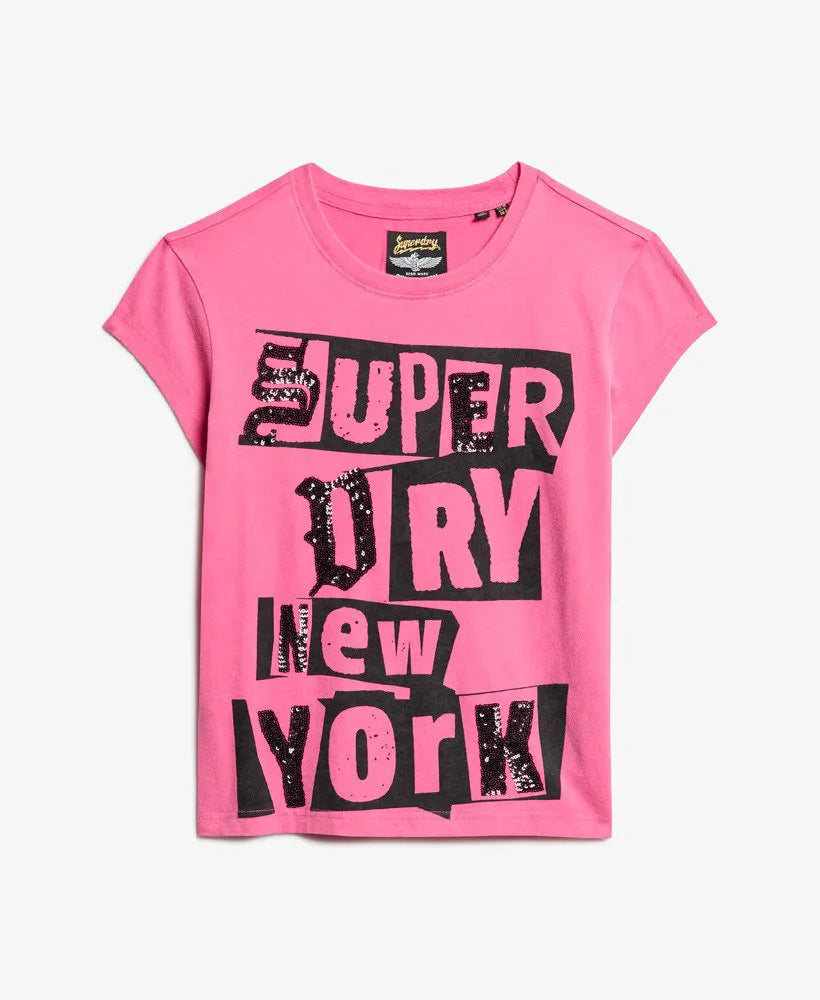 Embellished Punk Cap Sleeve T-Shirt
