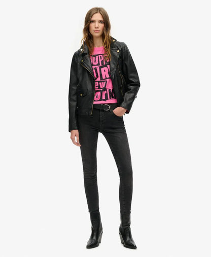 Embellished Punk Cap Sleeve T-Shirt