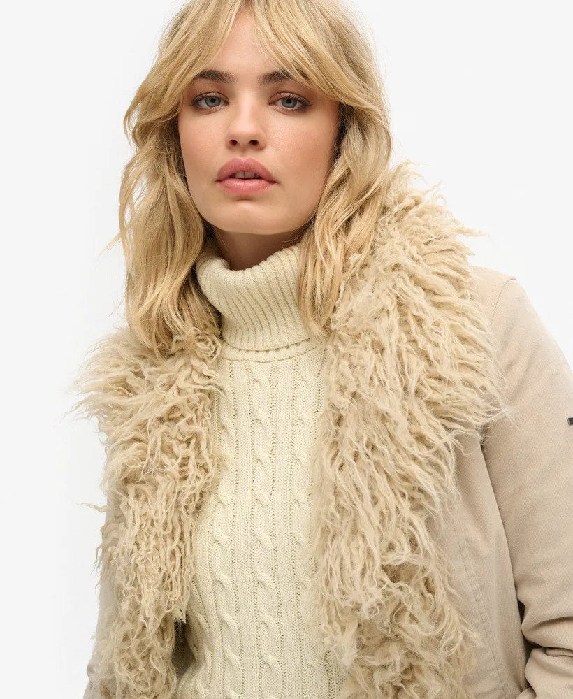 Faux Fur Lined Longline Afghan Coat