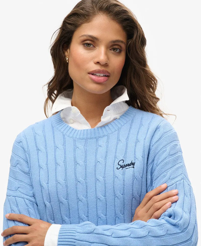Vintage Dropped Shoulder Cable Knit Jumper