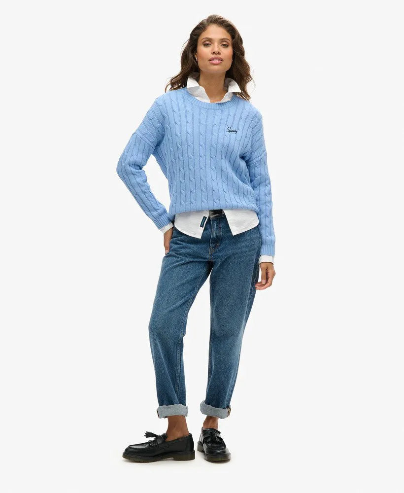 Vintage Dropped Shoulder Cable Knit Jumper