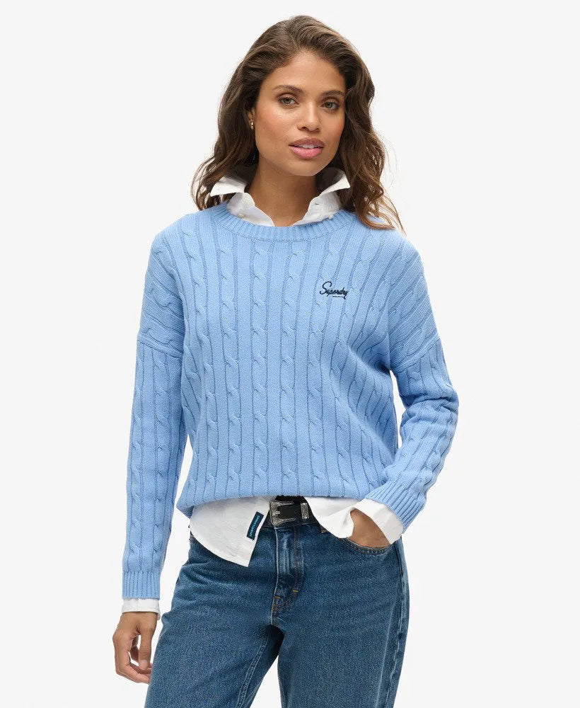 Vintage Dropped Shoulder Cable Knit Jumper