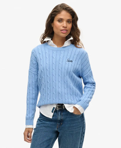 Vintage Dropped Shoulder Cable Knit Jumper