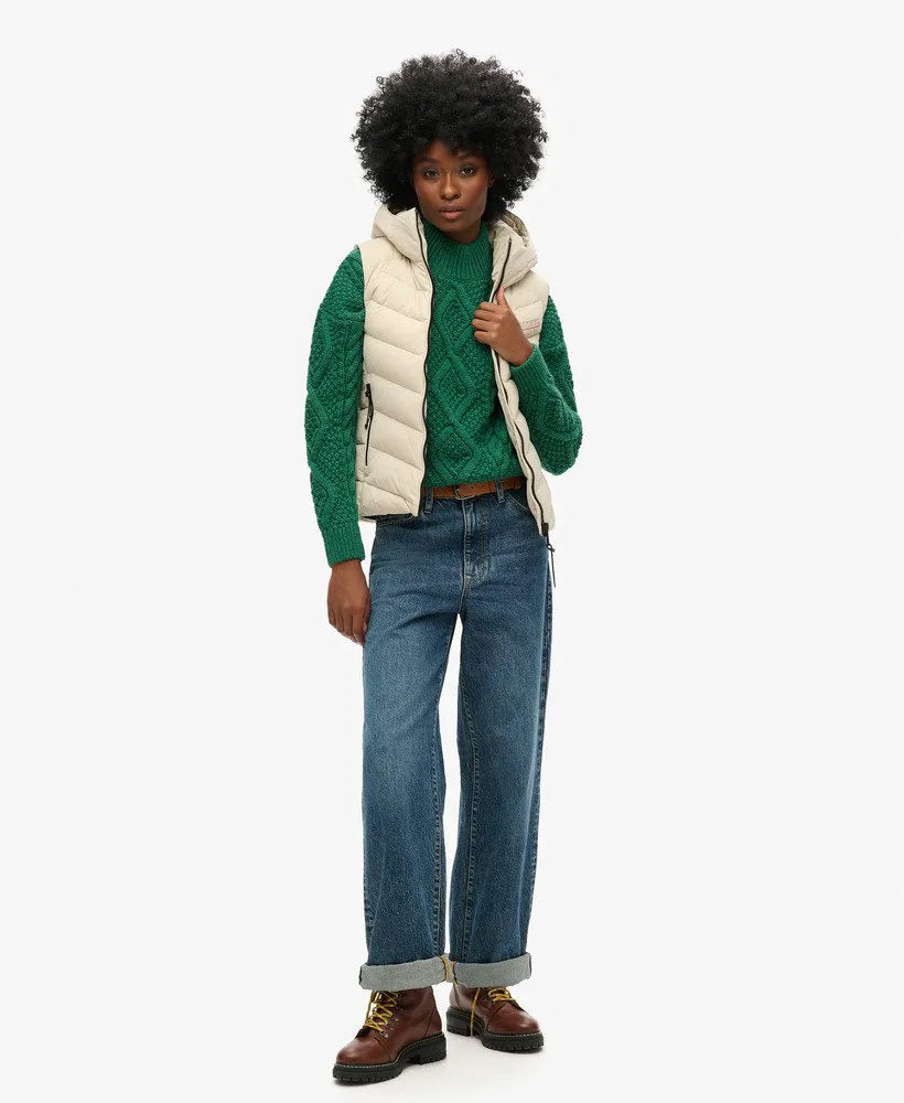 Hooded Microfibre Padded Gilet