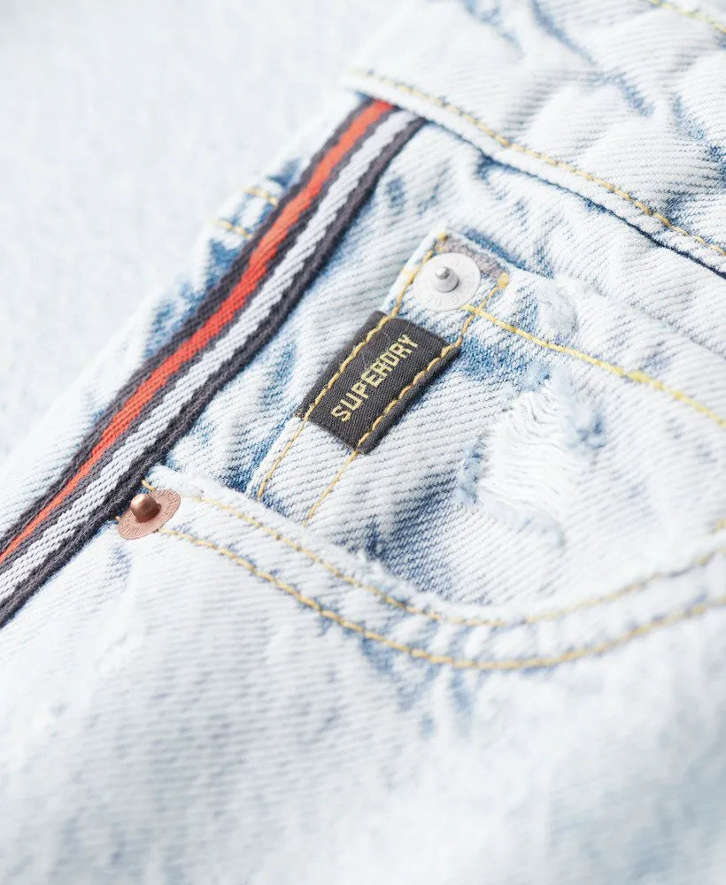 Mid Rise Wide Leg Double Tape Jeans