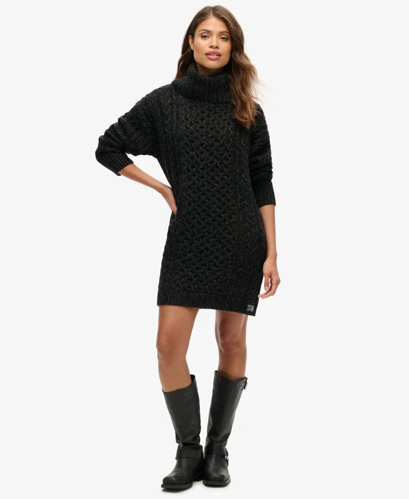 Roll Neck Cable Jumper Dress