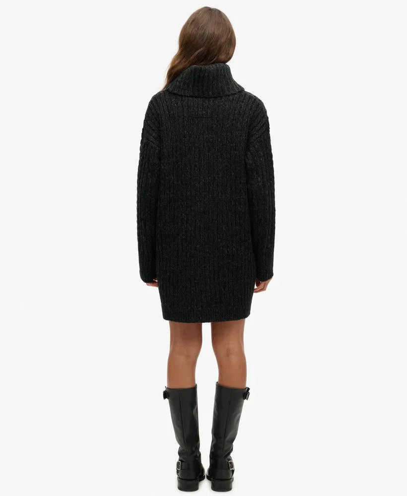 Roll Neck Cable Jumper Dress