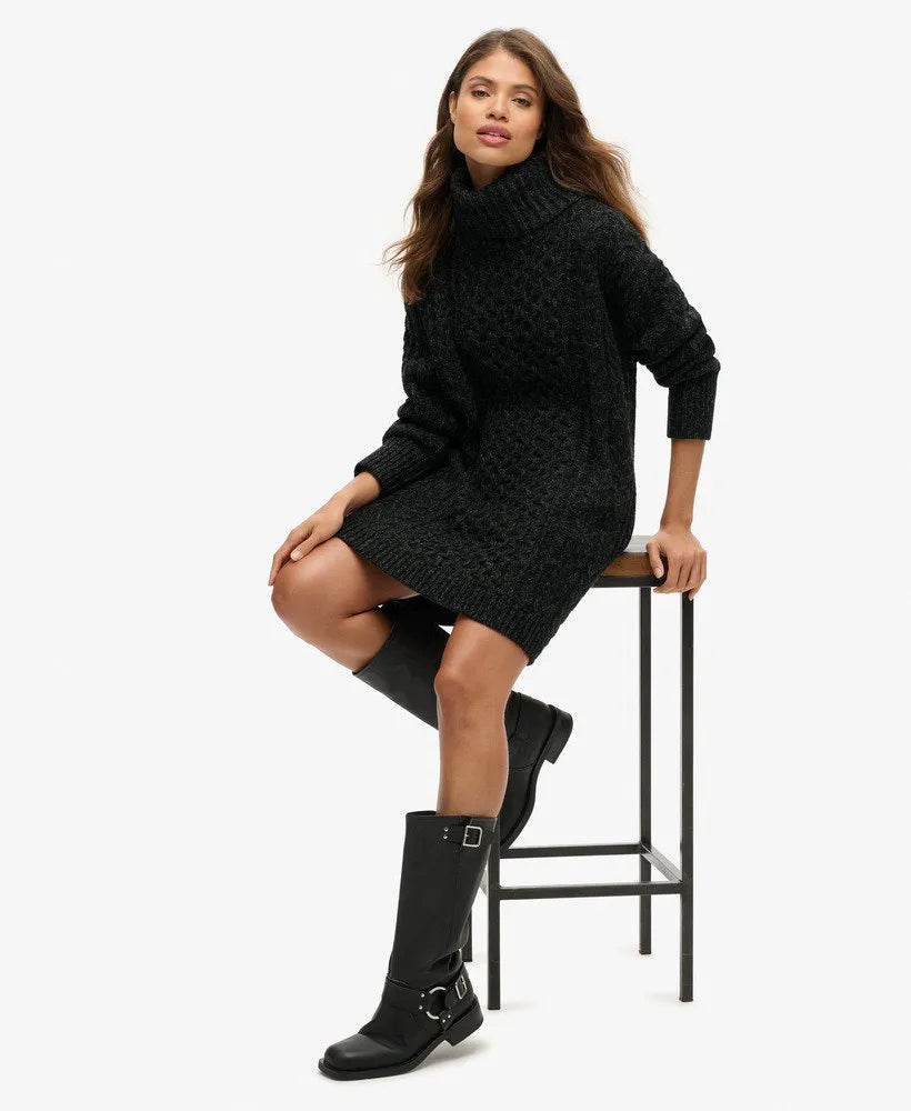 Roll Neck Cable Jumper Dress
