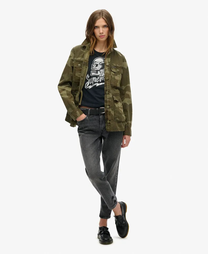 Embellished Poster Fitted T-Shirt