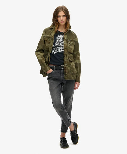 Embellished Poster Fitted T-Shirt