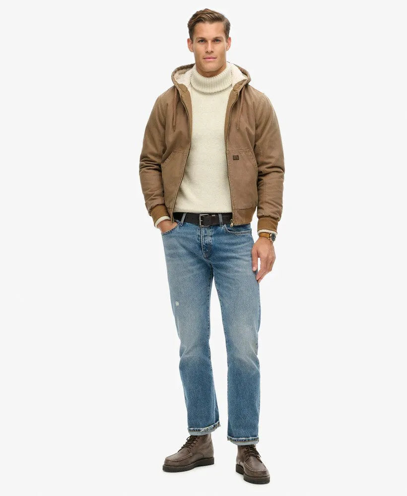 Vintage Workwear Hooded Bomber Jacket