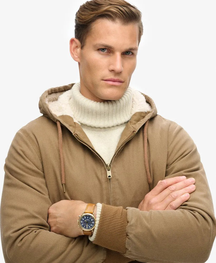 Vintage Workwear Hooded Bomber Jacket
