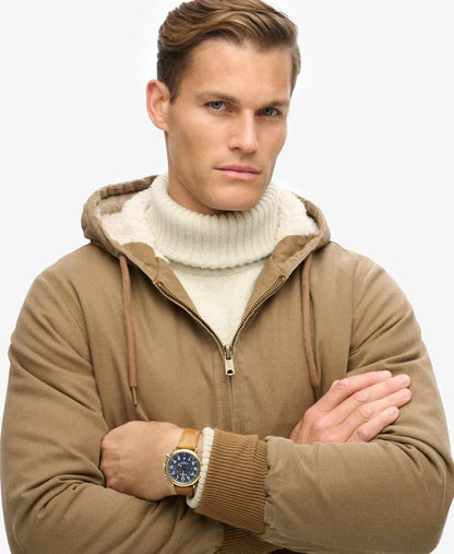 Vintage Workwear Hooded Bomber Jacket
