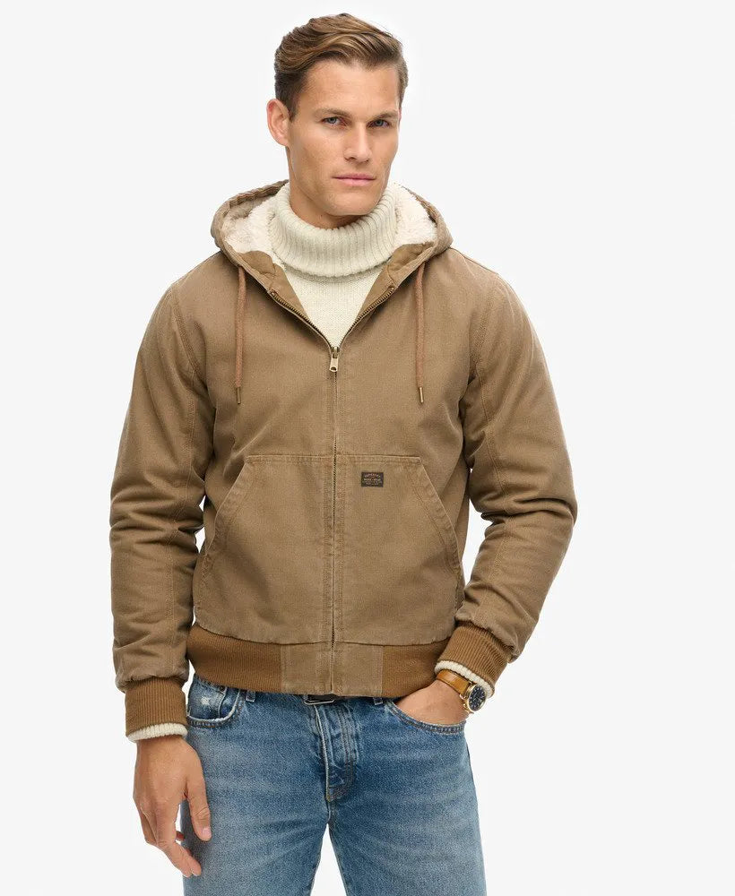 Vintage Workwear Hooded Bomber Jacket