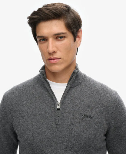 Essential Embroidered Knit Half Zip Jumper