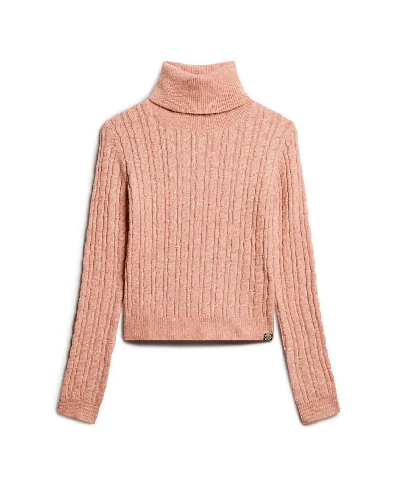 Fitted Cable Roll Neck Jumper