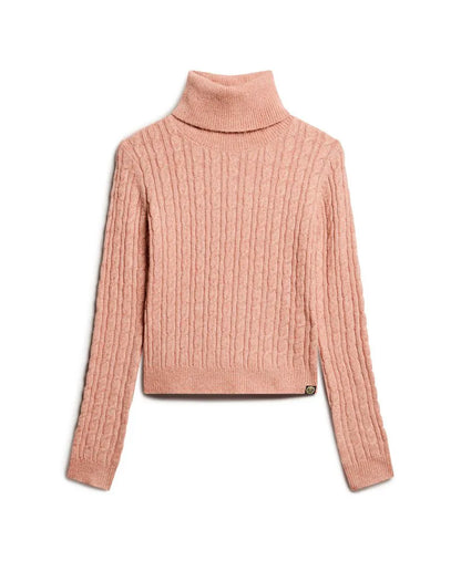 Fitted Cable Roll Neck Jumper