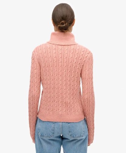 Fitted Cable Roll Neck Jumper