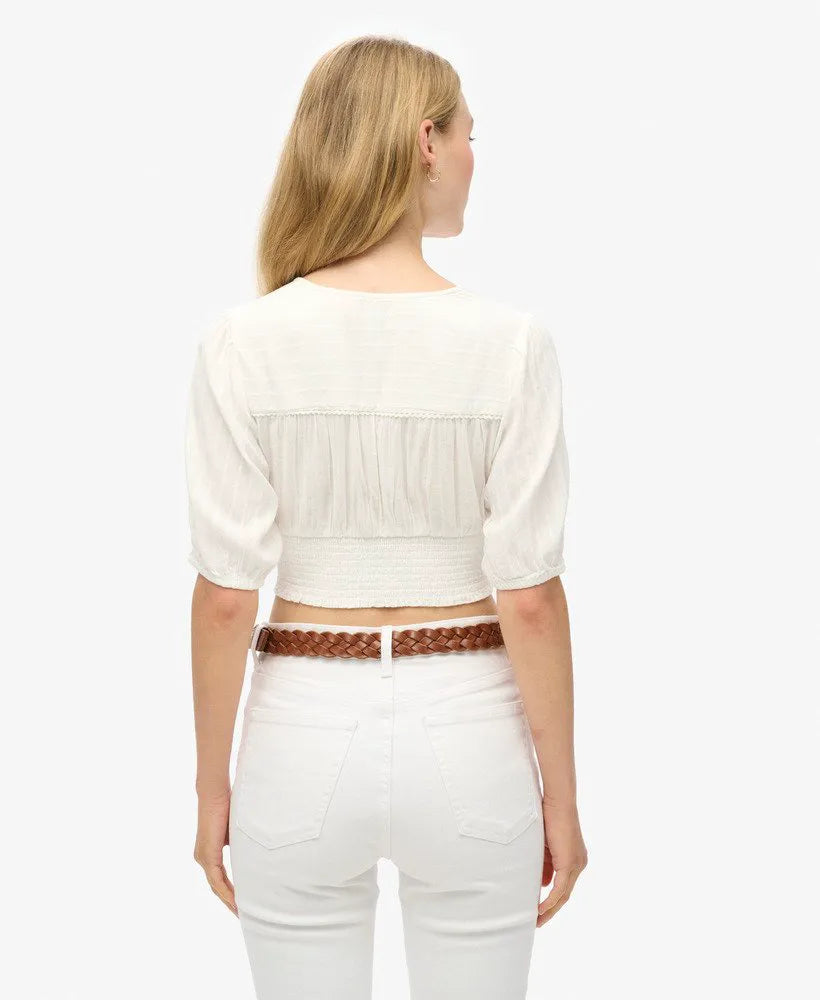 Ibiza Short Sleeve Lace Trim Top