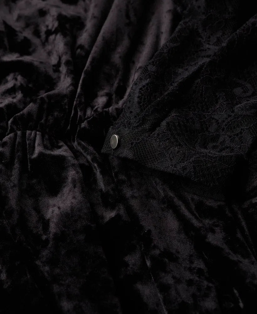 Lace Sleeve Velvet Midi Dress