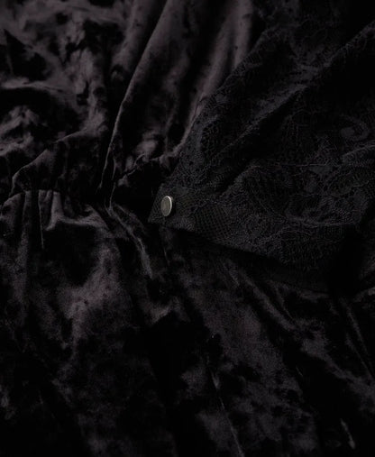 Lace Sleeve Velvet Midi Dress