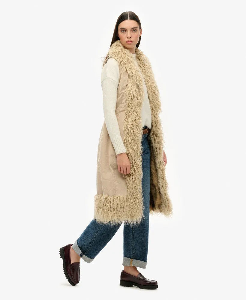 Faux Fur Afghan Long Gilet