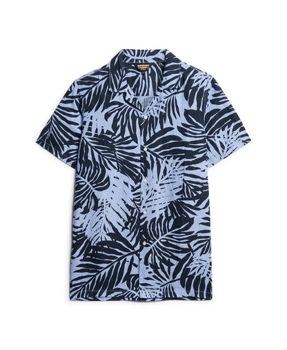 Open Collar Printed Linen Shirt