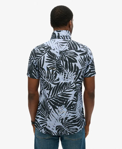 Open Collar Printed Linen Shirt