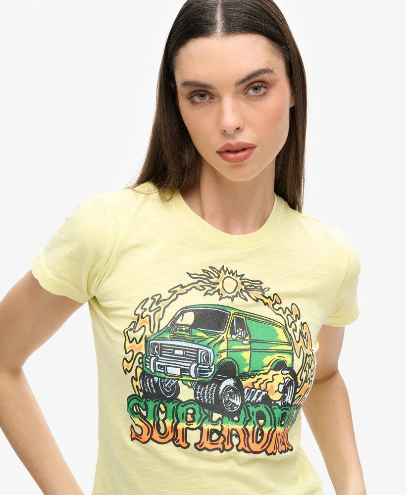 Neon Motor Graphic Fitted T-Shirt