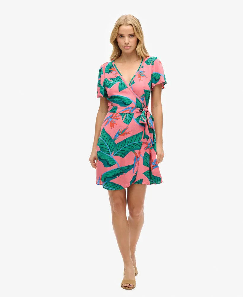 Printed Mini Wrap Dress